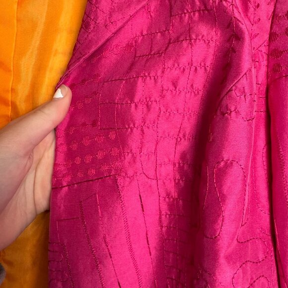 Coldwater Creek pink embroidered silk open front blazer size medium C13 - Picture 3 of 4